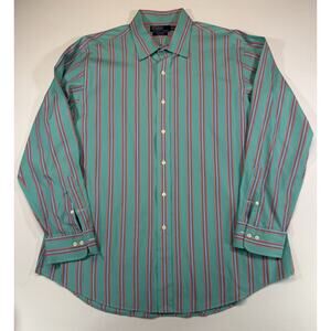 Polo Ralph Lauren Durham Custom Fit Shirt Green Multi Stripe Mens 17.5 34/35